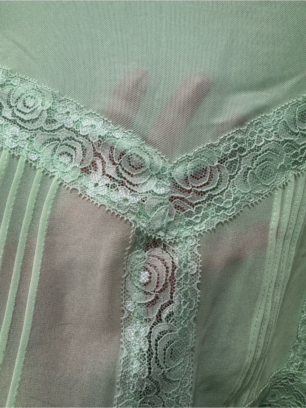 Dolan Light Green Lace-Trim Sheer Women's Top. Size Medium - Picture 7 of 7